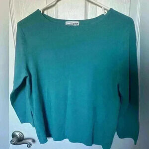 Vintage Pendleton sweater. 3/4 sleeves boatneck size large teal.